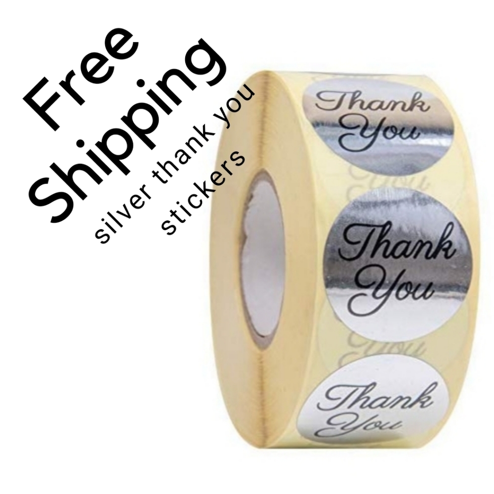 Silver thank you stickers 100ct